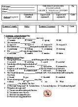 Đề kiểm tra học kì I môn Tiếng Anh Lớp 8 - Năm học 2018-2019 (Có đáp án)